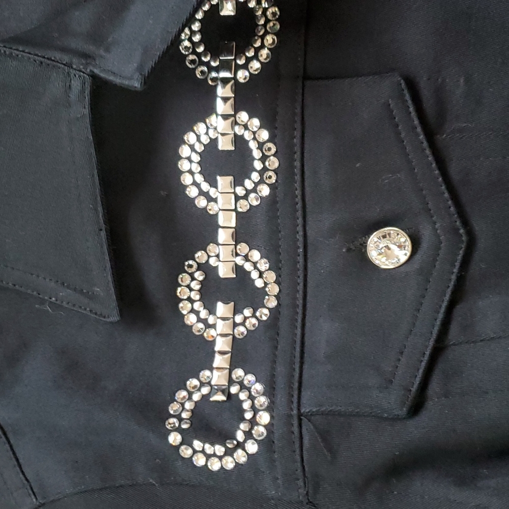 Christine Alexander Swarovski Crystal Denim Jacket M View 2